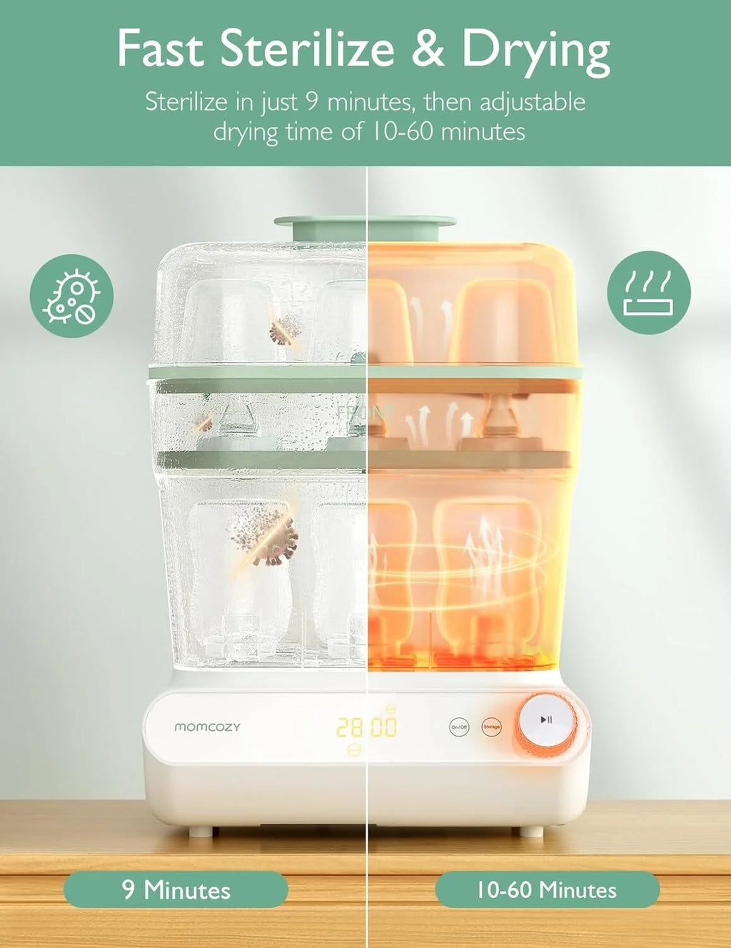 3 Layers Large Bottle Sterilizer and Dryer, Fast Sterilize and Dry