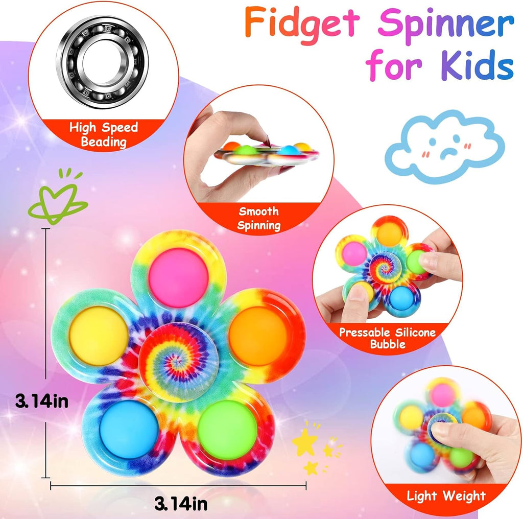 Fidget Spinners Pop for Kids 2 Pack, Sensory Fidget Toys for Kids 4-8-12, Goodie Bags Stuffers for Kids, ADHD Autism Fidget Toys for Toddler 1-3-5 Boys Girls, Classroom Prizes