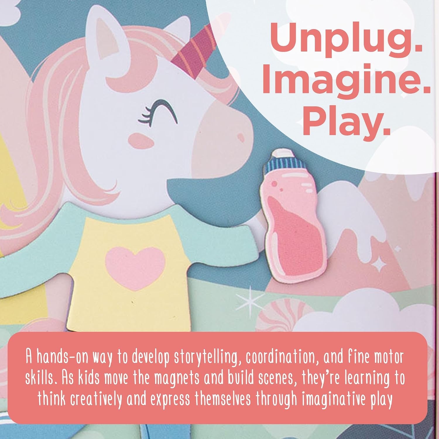 , Magnetic Dress up Dolls 40 PC Play Set – Screen-Free Pretend Play Magnetic Case, Ideal for Ages 3+ – Travel Game for Kids, Magnetic on the Go Activity Set, Unicorn and Mermaid