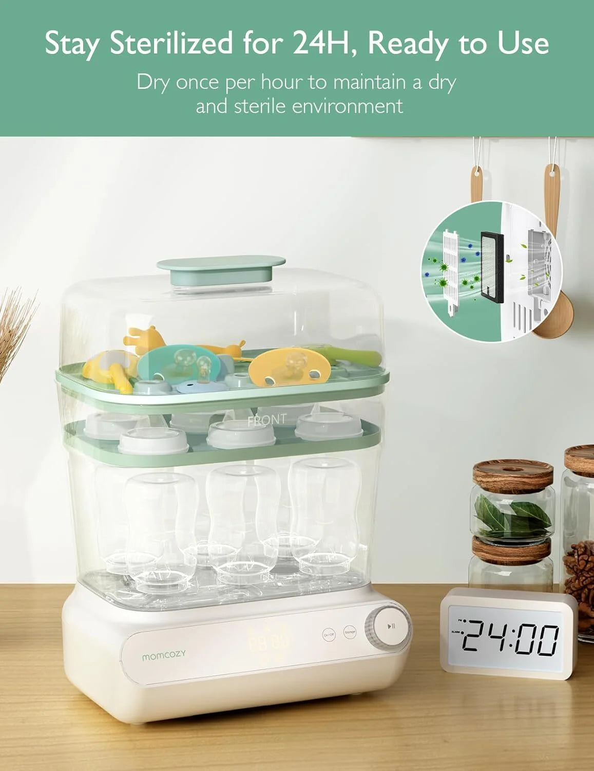 3 Layers Large Bottle Sterilizer and Dryer, Fast Sterilize and Dry
