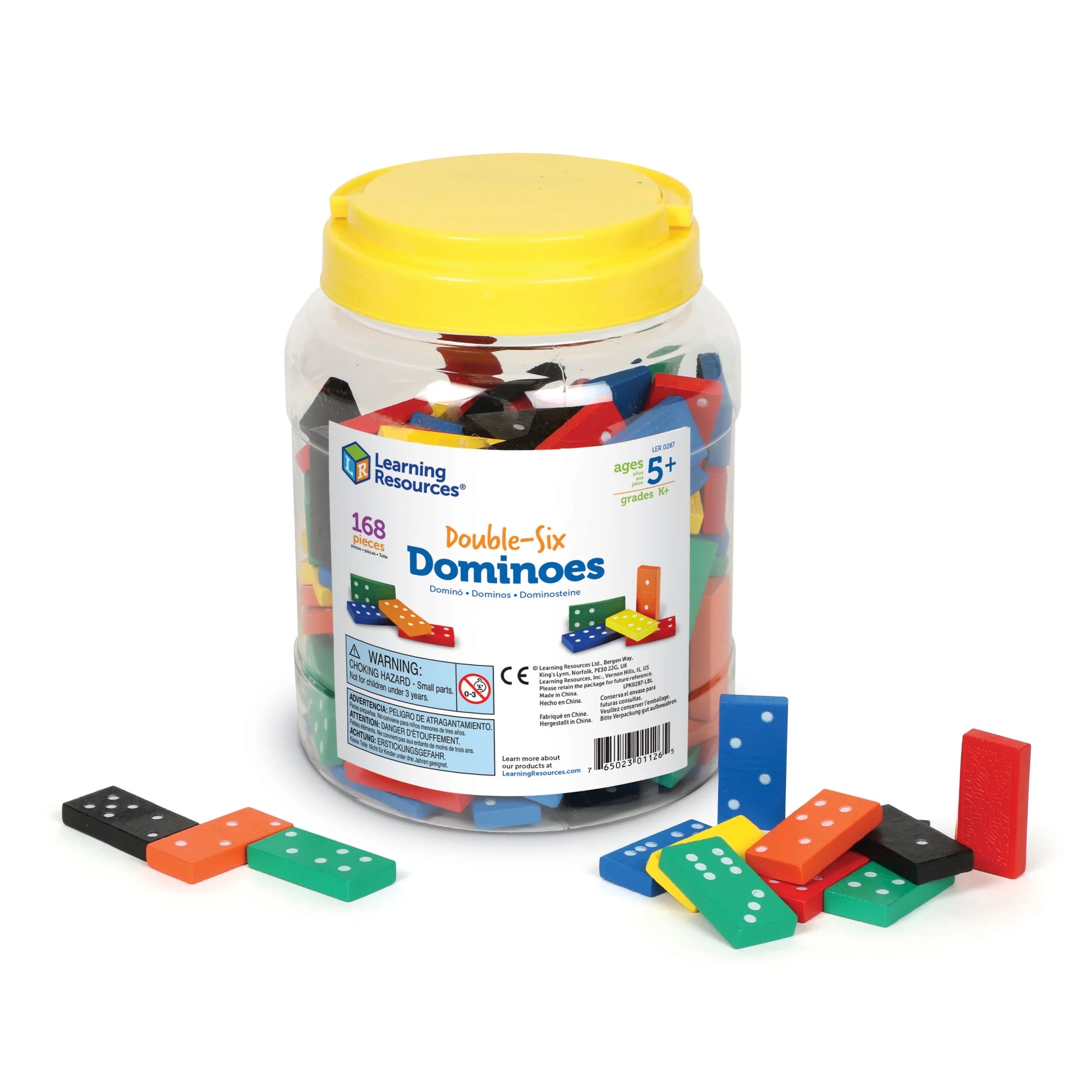Double-Six Dominoes in Bucket, Math Manipulatives, 168 Pieces, Ages 5, 6, 7+