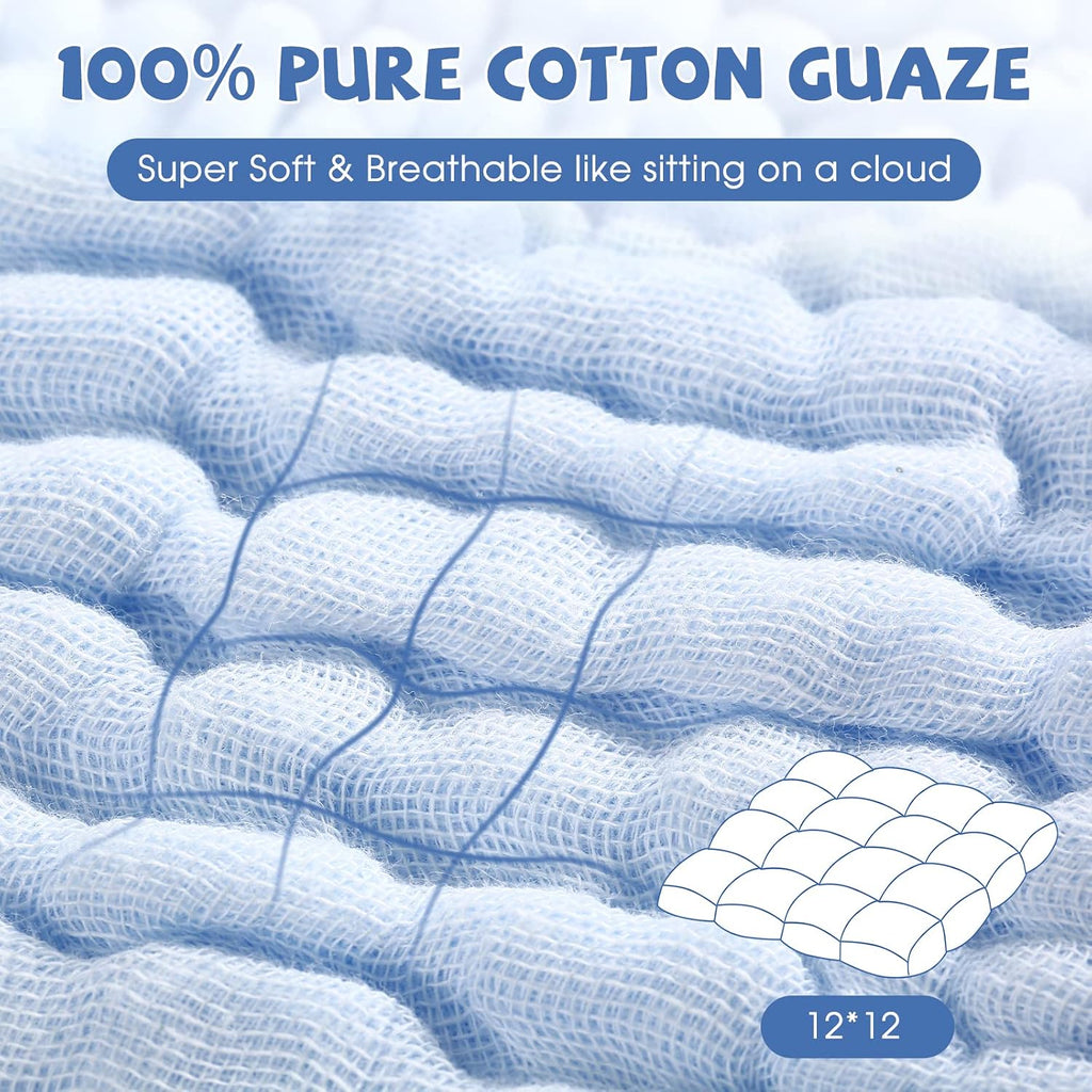 Baby Washcloths - Soft Face Cloths for Newborn, Absorbent Bath Wipes, Burp Cloths or Towels, Baby Registry as Shower. Pack of 6-12X12 Inches (Blue)