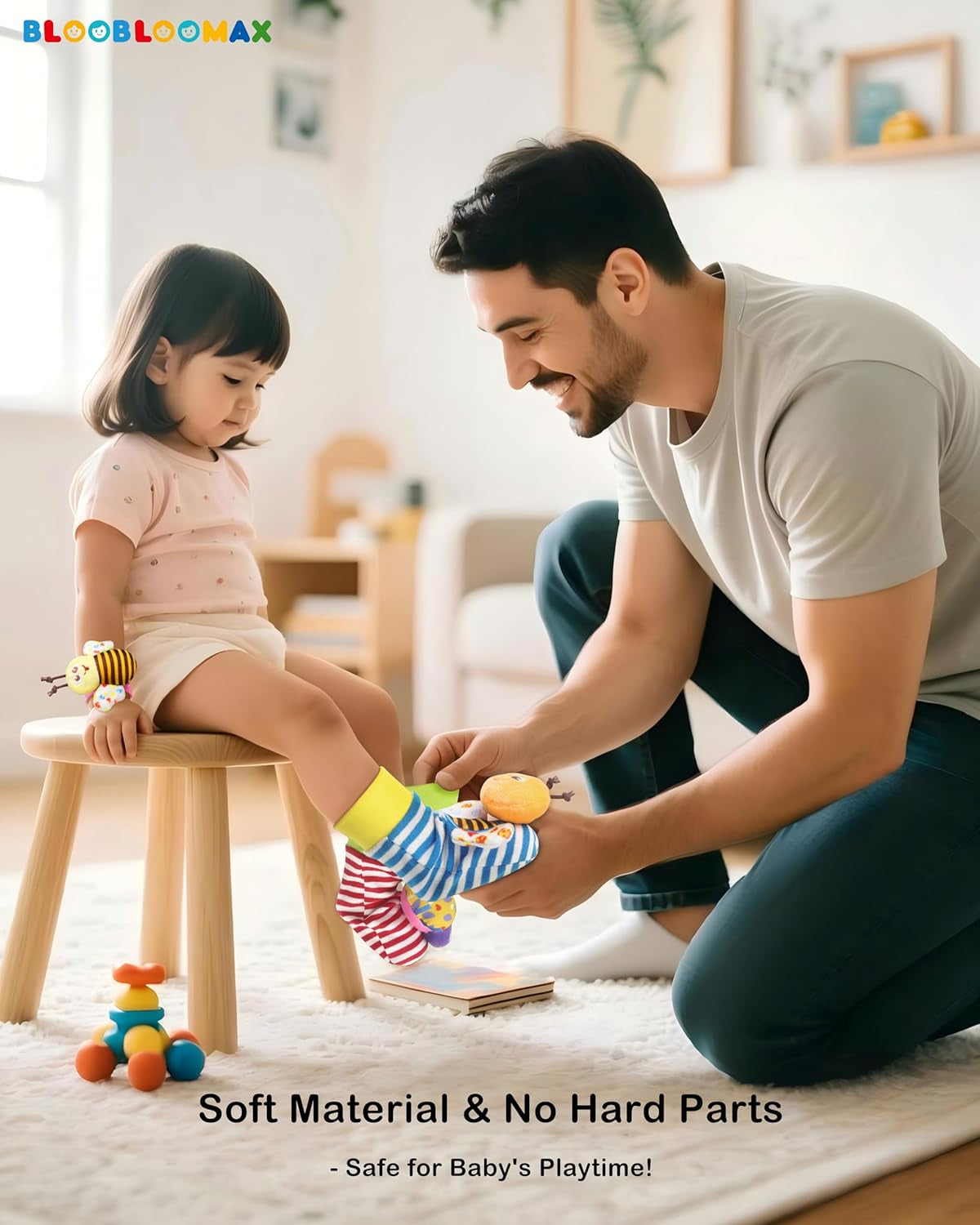 Baby Wrist Rattle Socks Toy 0-36 Months Shower Gift Newborn Essentials | Infant Wristband Hand & Ankle Rattles | Sensory Toys for 0-3 Years Newborn Boys & Girls as Shower Present Basket Stuffer