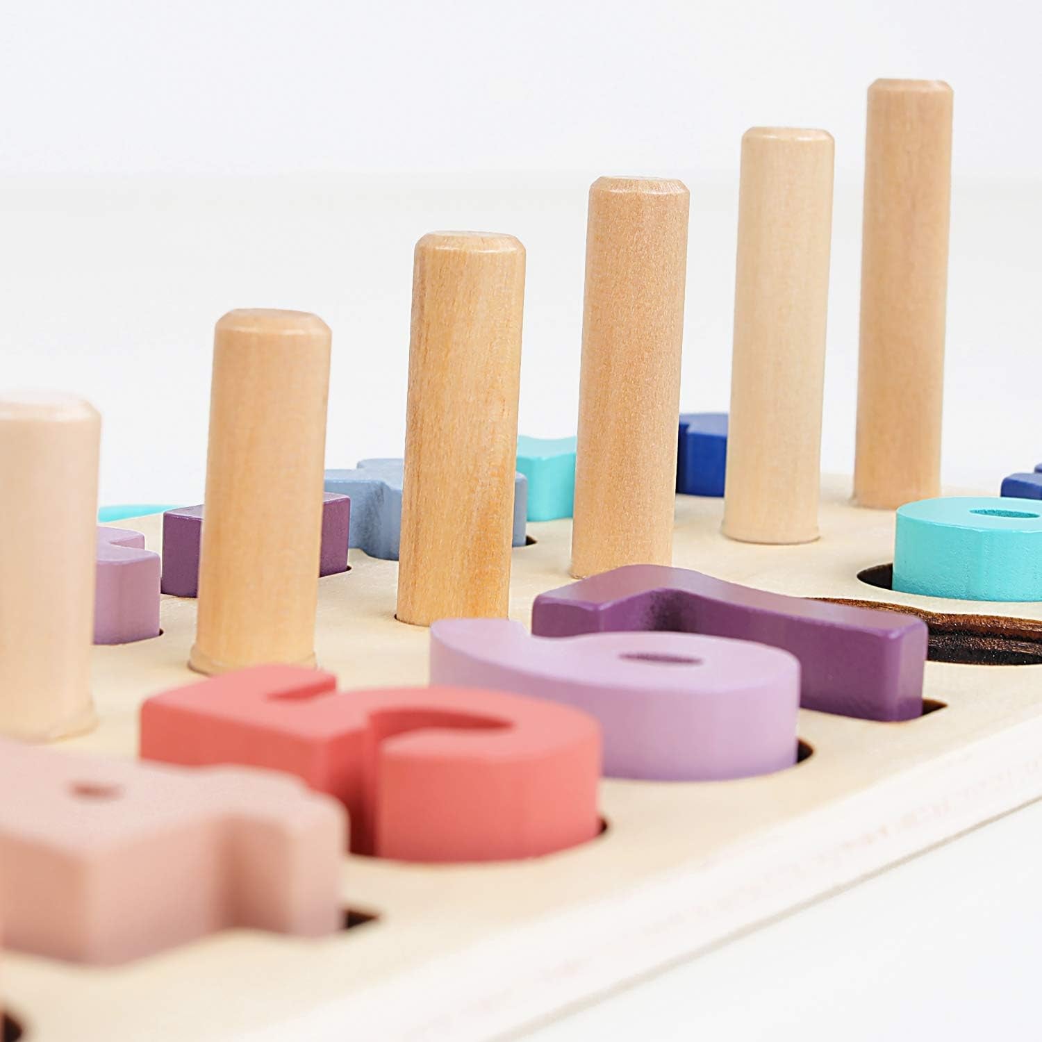Counting Shape Stacker Wooden Count Sort Stacking Tower with Wood Colorful Number Shape Math Blocks for Kids Preschool Educational Toddlers Toy