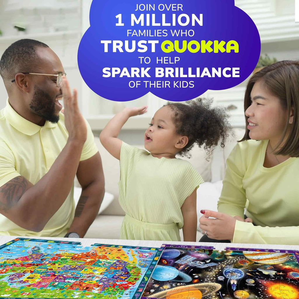 100 Piece Puzzles for Kids Ages 4-6 - 3 Jigsaw Kids Puzzles Ages 6-8 - Learning Map of the United States World Space - Toddler Educational Games for 5-8 Year - Toys for 8-10-12 Year Old