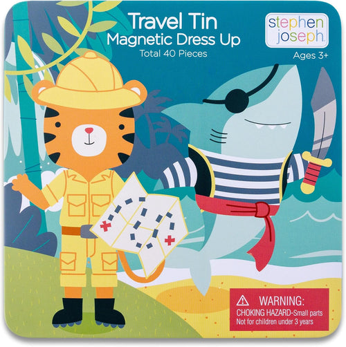 , Magnetic Dress up Dolls 40 PC Play Set – Screen-Free Pretend Play Magnetic Case, Ideal for Ages 3+ – Travel Game for Kids, Magnetic on the Go Activity Set, Shark and Tiger