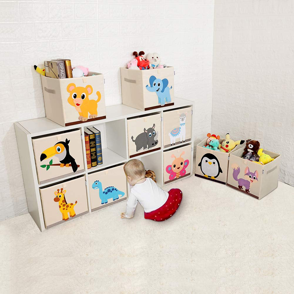 Foldable Animal Cube Storage Bins Fabric Toy Box/Chest/Organizer for Kids Nursery, 13 Inch (Toucan)