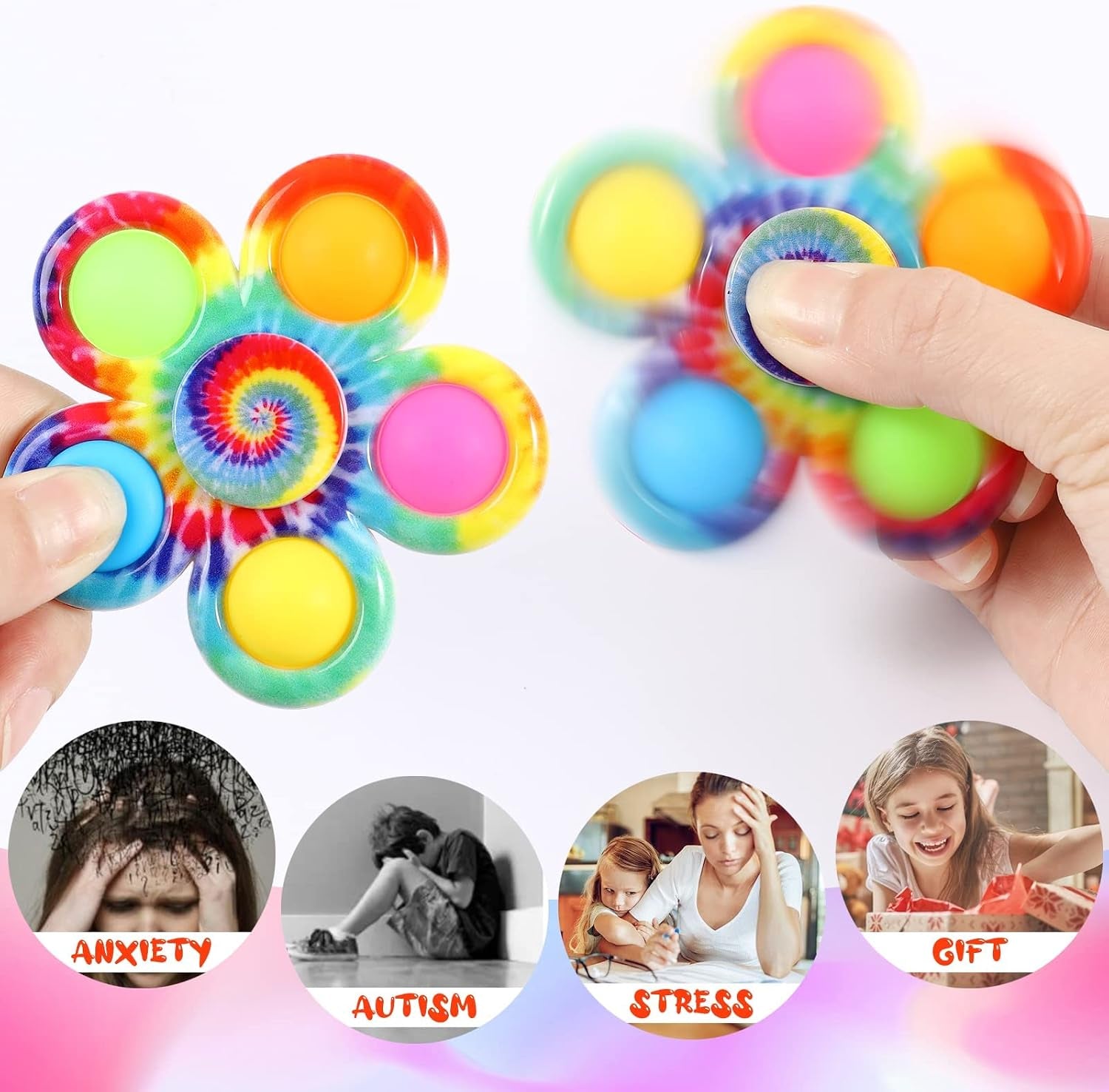 Fidget Spinners Pop for Kids 2 Pack, Sensory Fidget Toys for Kids 4-8-12, Goodie Bags Stuffers for Kids, ADHD Autism Fidget Toys for Toddler 1-3-5 Boys Girls, Classroom Prizes