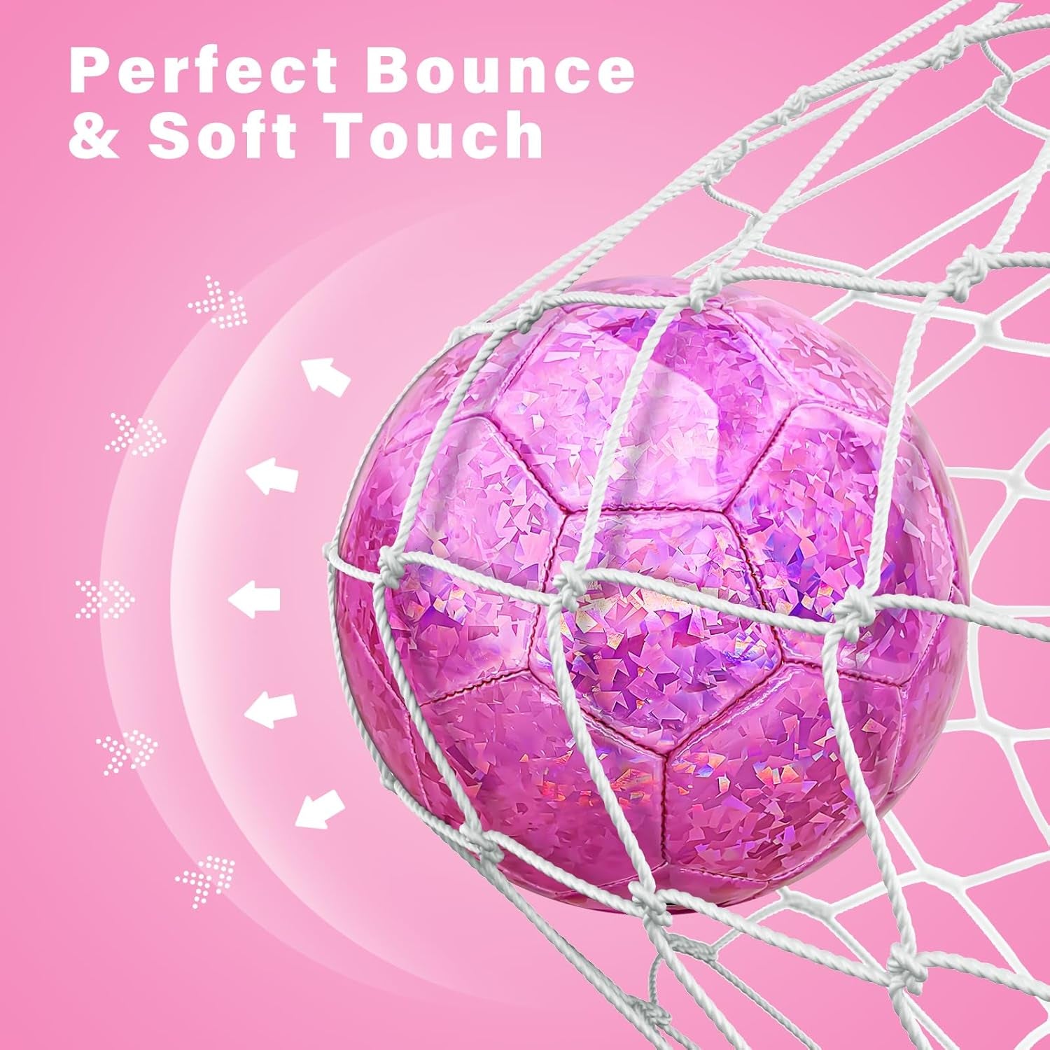 Size 2 Soccer Ball Glitter Pink, Soccer Balls for Toddlers Little Kids Outdoors Recreation Sparkly Small Ball for Girls Birthday