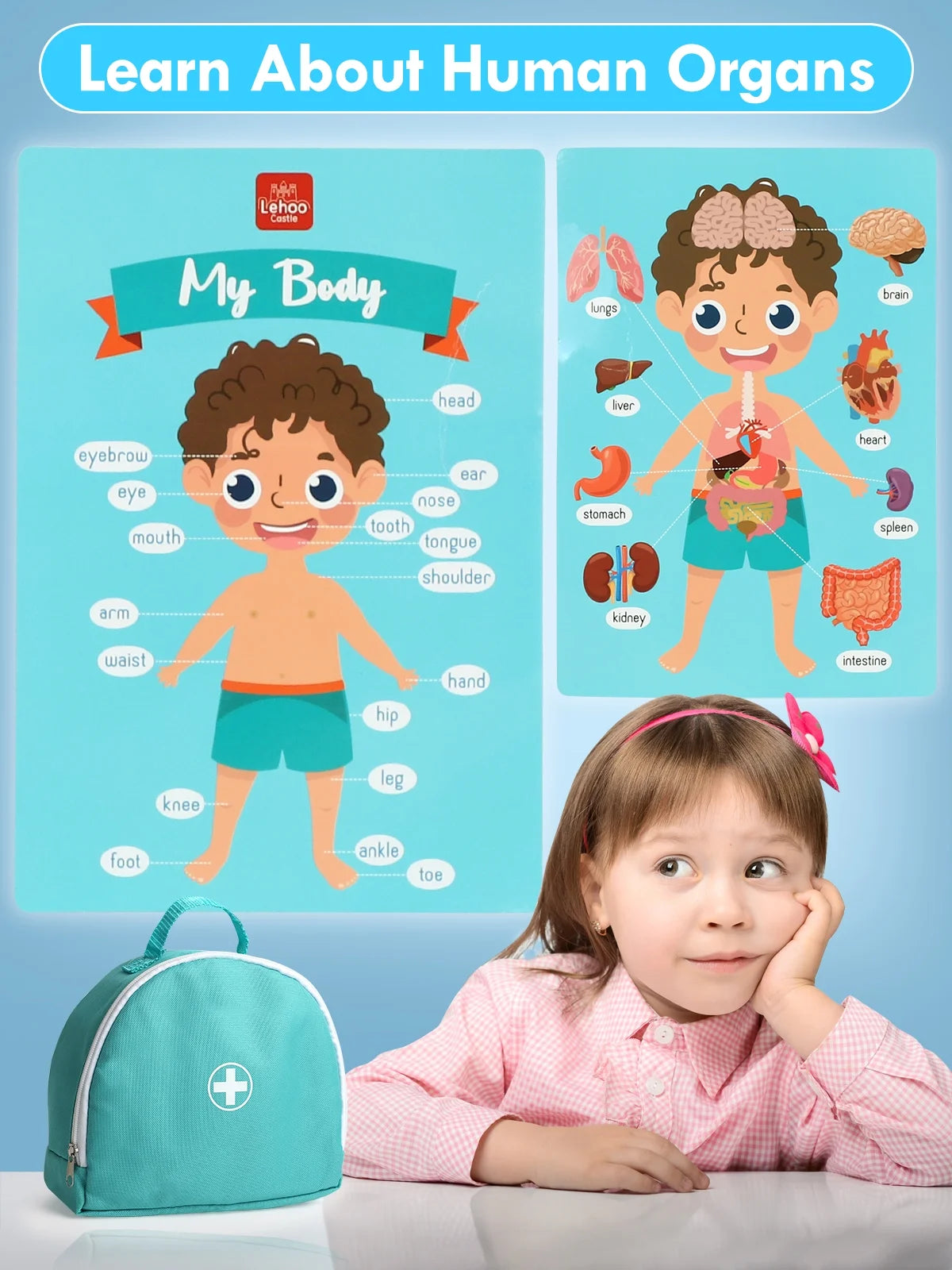 Doctor Kit for Kids Realistic, 36PCS Kids Doctor Kit Wooden, Doctor Pretend Playset