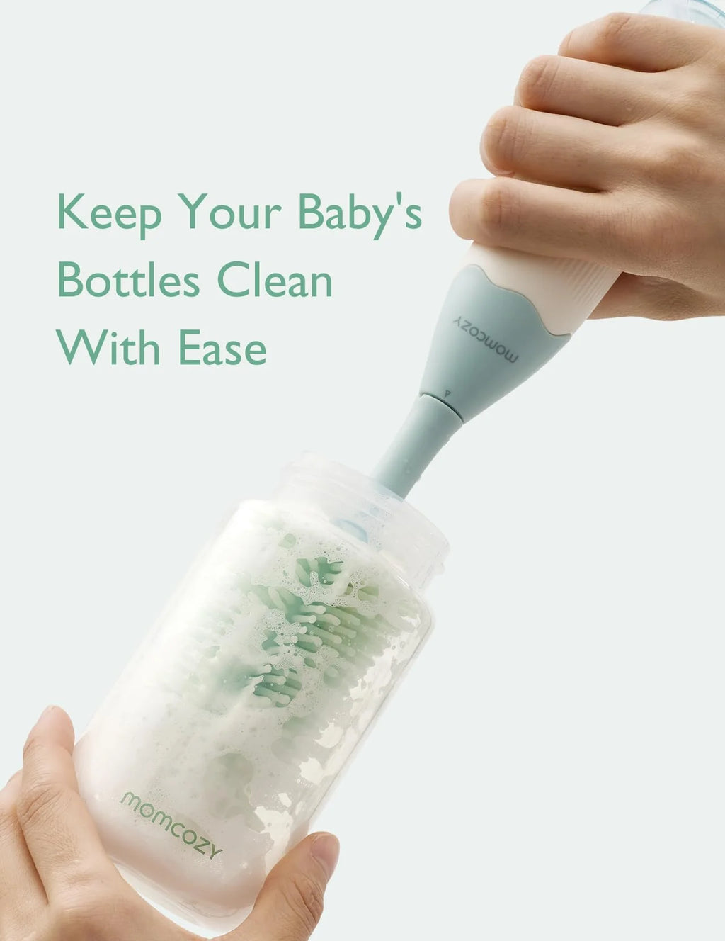 Portable Bottle Brush Set - Baby Bottle Cleaner Kit with Silicone Brush, Nipple Brush, Straw Brush, Soap Dispenser, Drying Rack - 6 in 1 Bottle Cleaning Tool for Home and Travel 1 Set Green