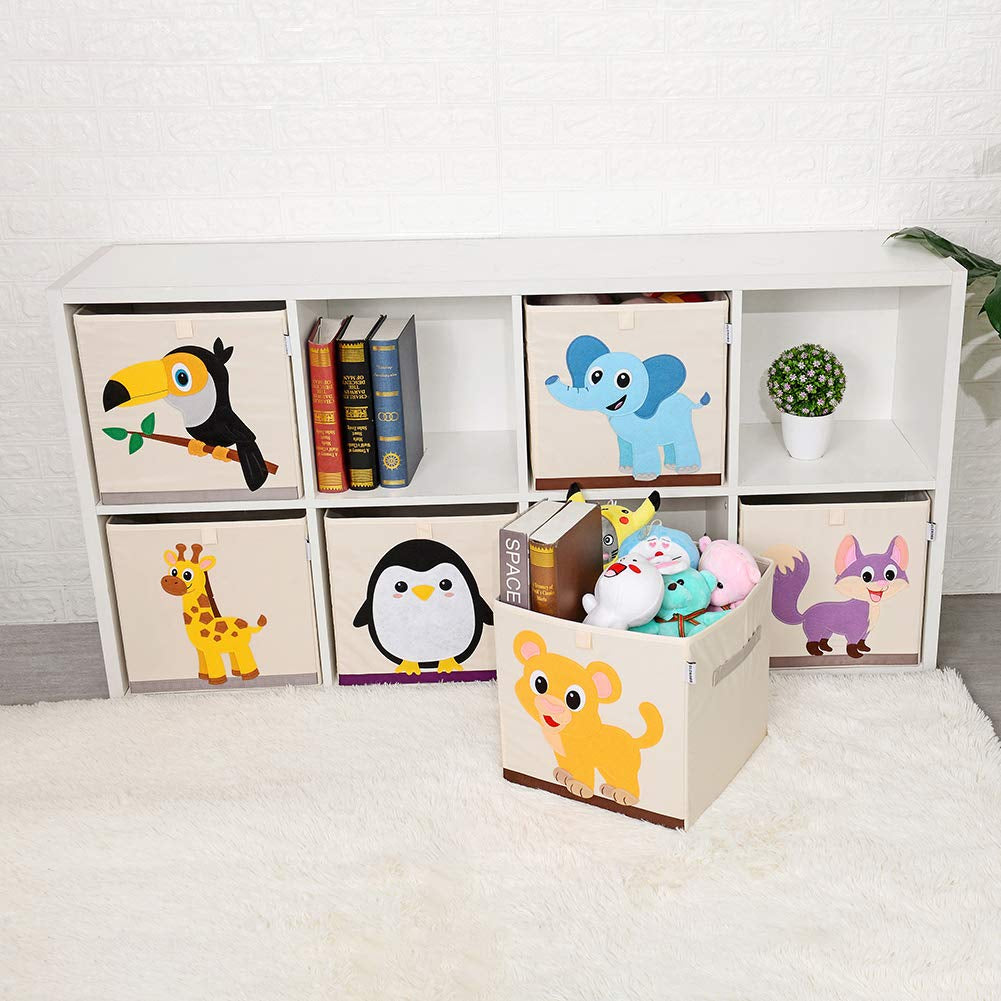 Foldable Animal Cube Storage Bins Fabric Toy Box/Chest/Organizer for Kids Nursery, 13 Inch (Fox)