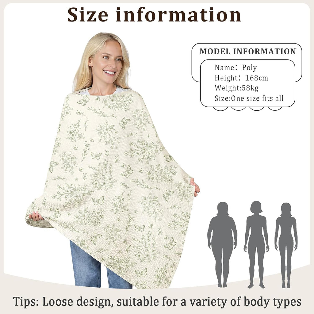 Muslin Nursing Cover up for Breastfeeding, Soft & Breathable Cotton Breast Feeding Cover for Women, Full Privacy Breastfeeding Cover - Newborn Baby Essential, Beige
